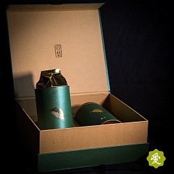 Подарочная коробка, Золотой лист, 2 банки, зеленая  - 7