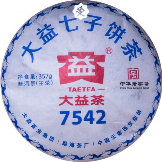 Чай Шэн Пуэр, Даи 7542, 2018 г. 357 гр.