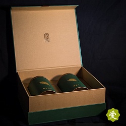 Подарочная коробка, Золотой лист, 2 банки, зеленая  - 5