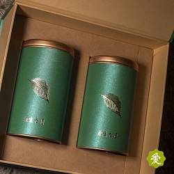 Подарочная коробка, Золотой лист, 2 банки, зеленая  - 2