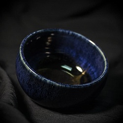 Чашка синяя Лист (фарфор)   - 3